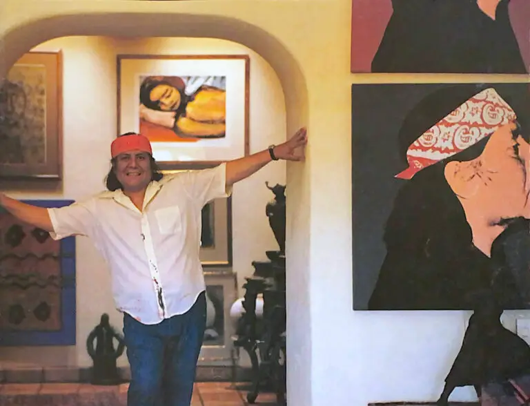 R.C. Gorman at home after working on art
