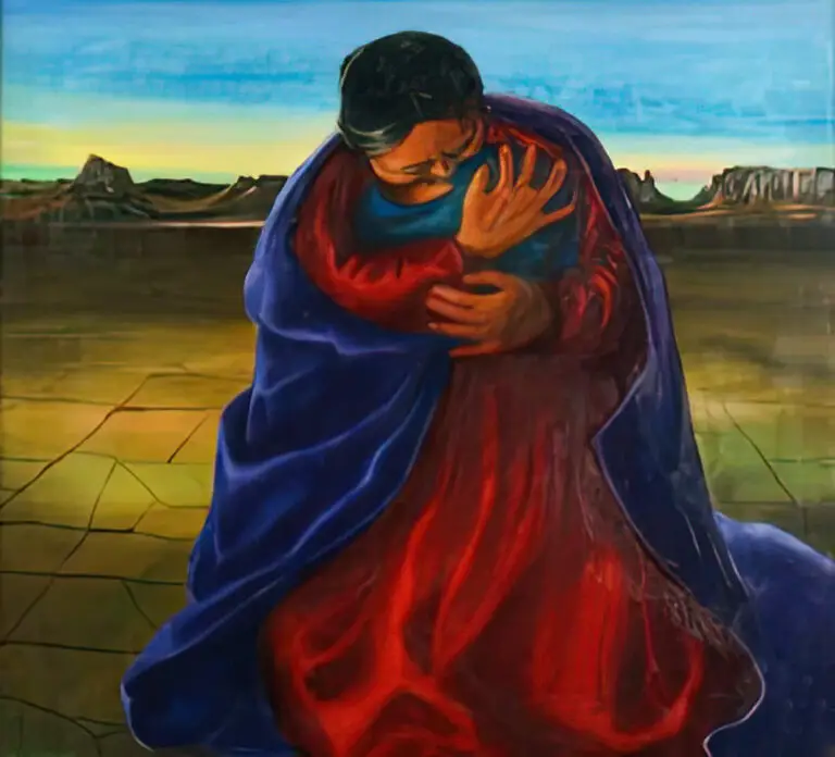 R.C. GORMAN - DESERT MOTHER - OIL ON CANVAS